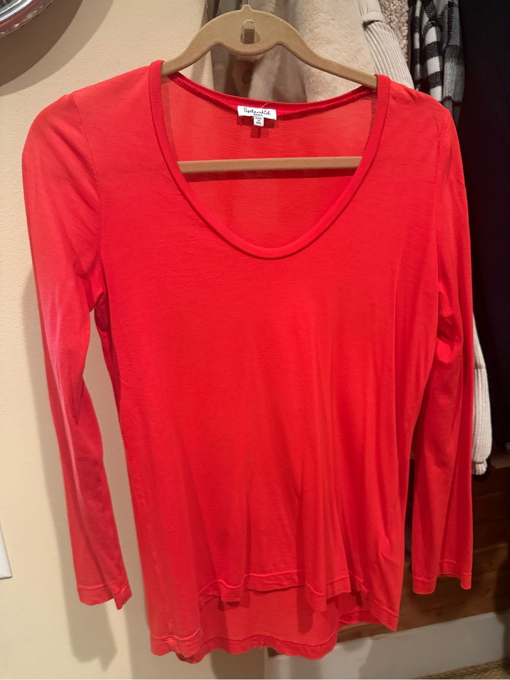 Splendid Bright Red Scoop Neck Long Sleeve Tee